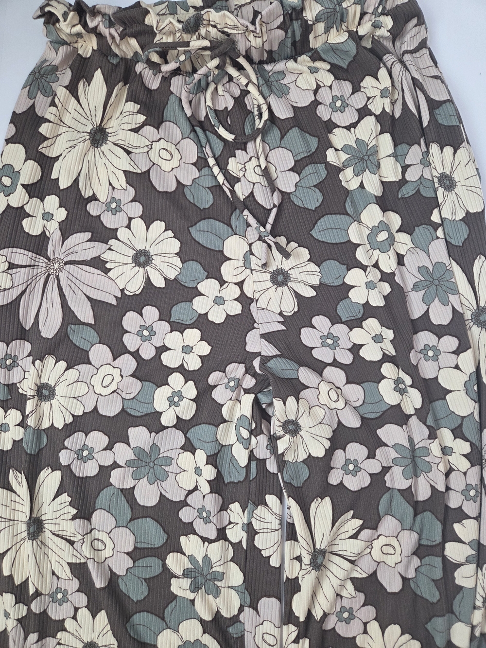 Three Bird Nest Brown Floral Wide-Leg Drawstring Pants - Picture 9 of 12